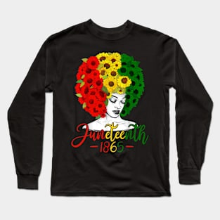 Sunflower Afro Women Black Queen African American Melanin Long Sleeve T-Shirt